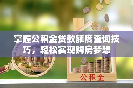 冷水滩掌握公积金贷款额度查询技巧，轻松实现购房梦想