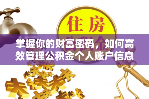 冷水滩掌握你的财富密码，如何高效管理公积金个人账户信息