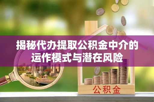 冷水滩揭秘代办提取公积金中介的运作模式与潜在风险