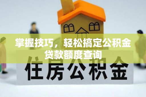 冷水滩掌握技巧，轻松搞定公积金贷款额度查询